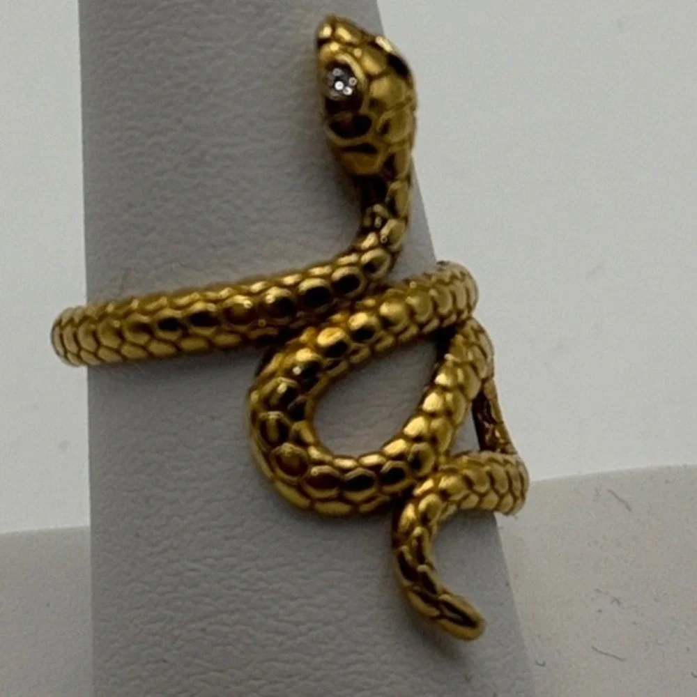 JLRY Snake Wrap Ring Women Size 7.5 Gold Plated 925 Sterling Silver Serpent New